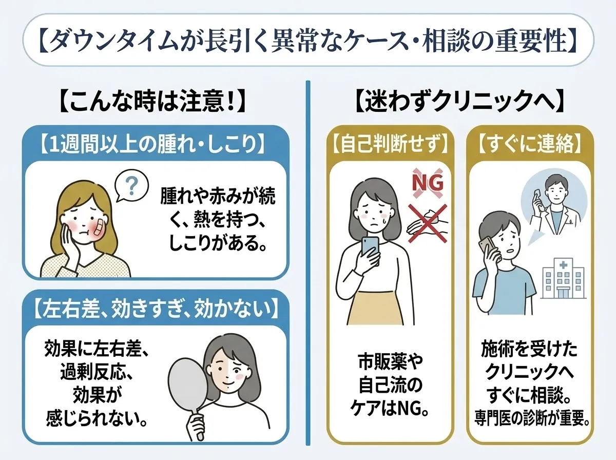 エラボトックスのダウンタイムが何日も続くときの対処法
