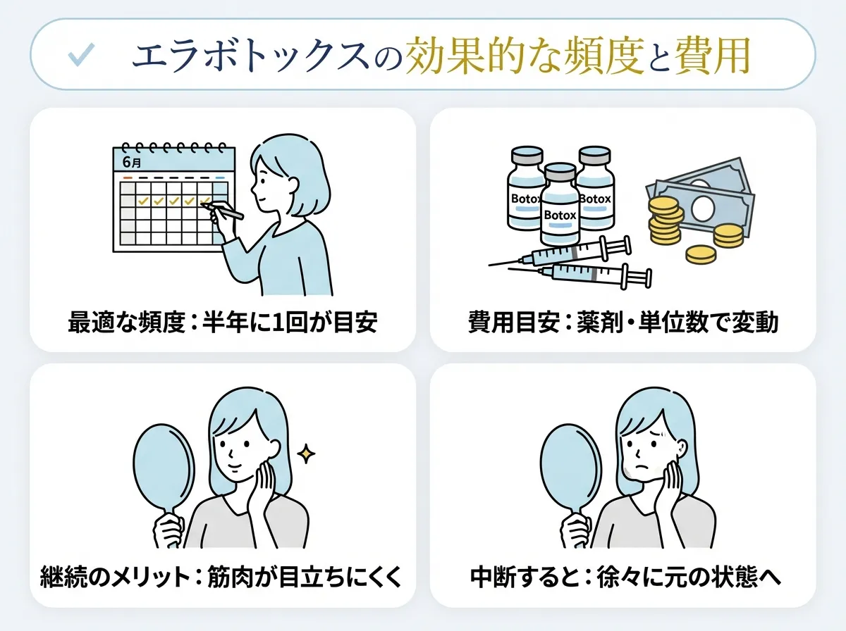 エラボトックスの効果を保ちやすくするためには半年に1回の施術が必要