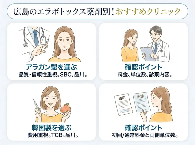 広島のエラボトックス薬剤別おすすめクリニック
