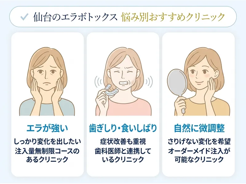 仙台のエラボトックス悩み別