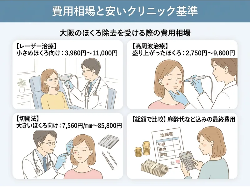 大阪のほくろ除去の費用相場