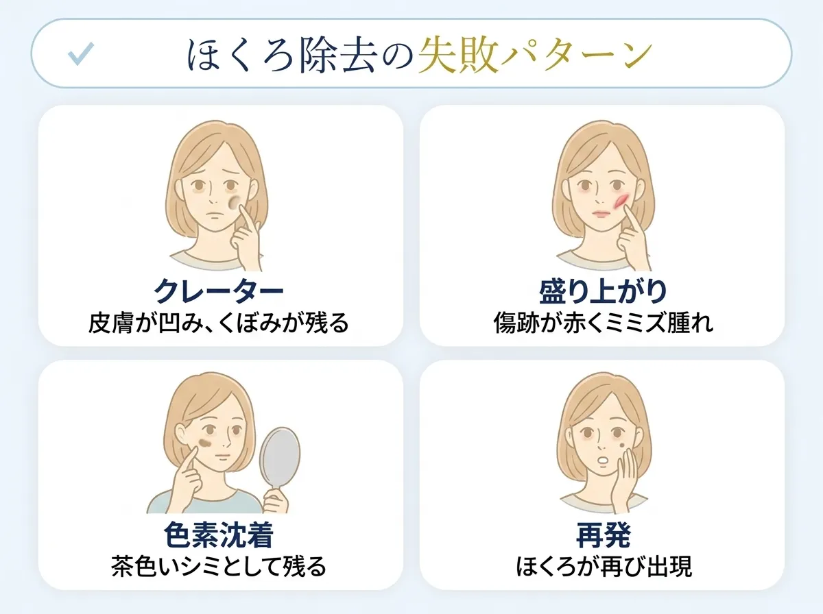 ほくろ除去失敗