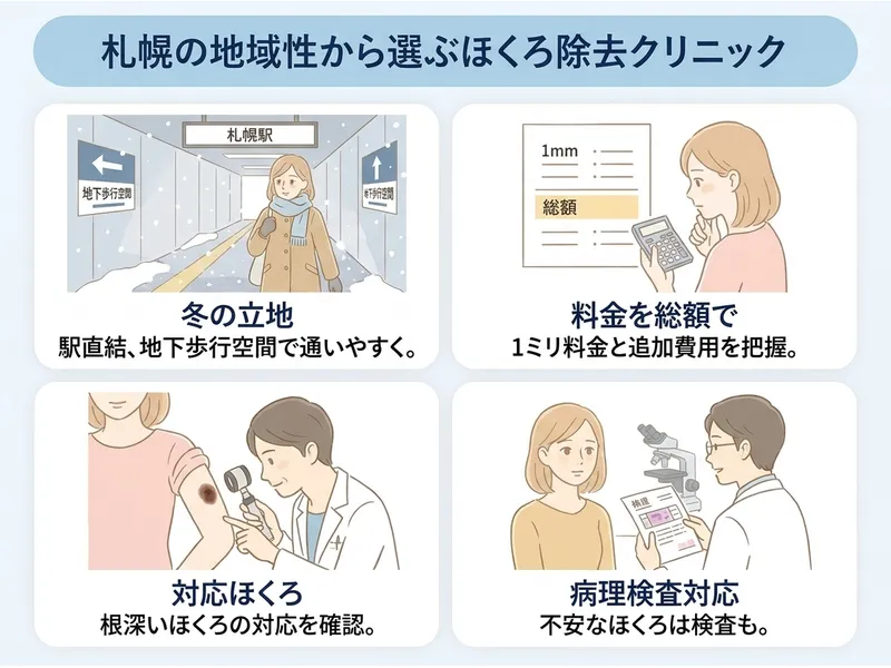 札幌の地域性から選ぶほくろ除去クリニック