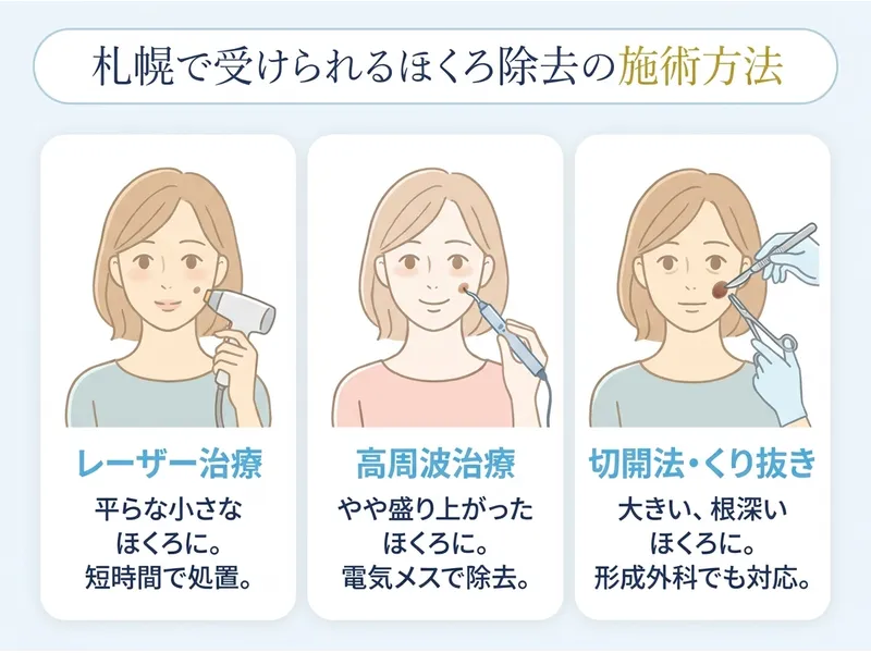 札幌のほくろ除去の施術方法