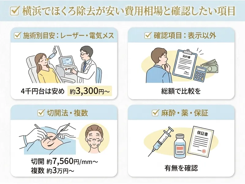 横浜のほくろ除去の費用相場