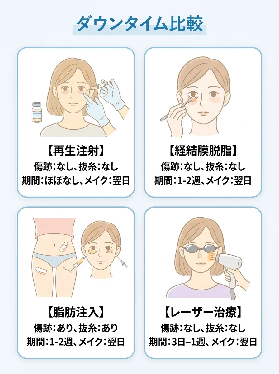 クマ取りダウンタイム比較