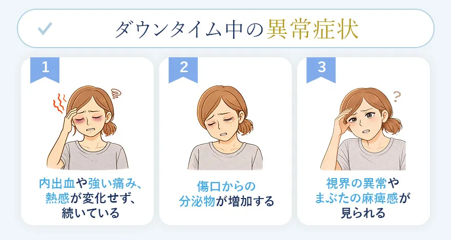 クマ取りのダウンタイム中の異常症状
