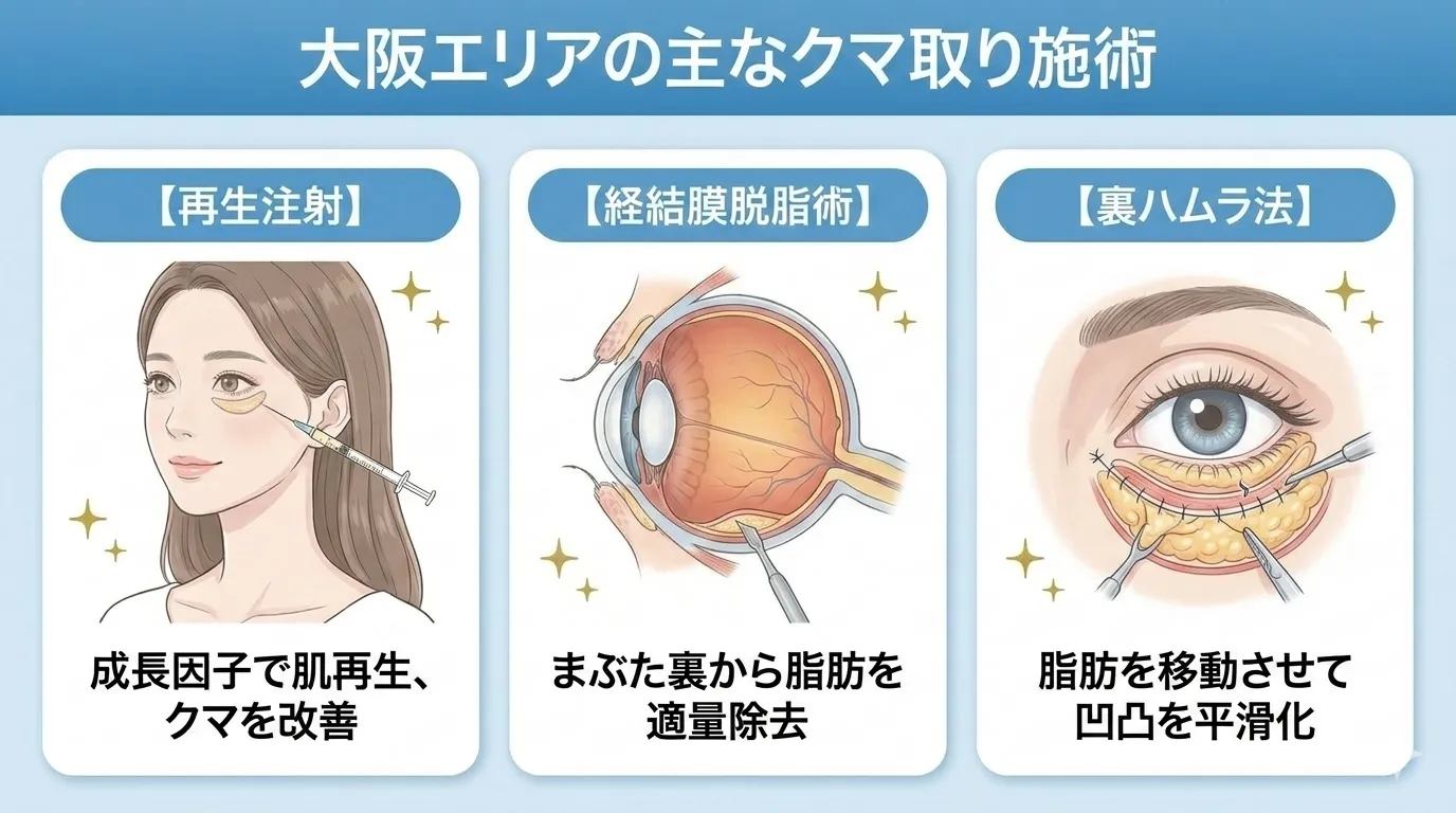 大阪のクマ取りクリニックの施術メニュー