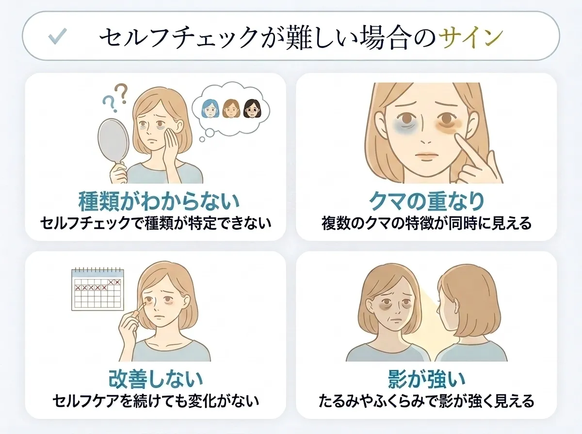 クマ取りセルフチェックが難しい場合のサイン