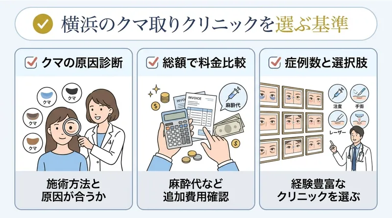 横浜のクマ取りクリニックを選ぶ基準