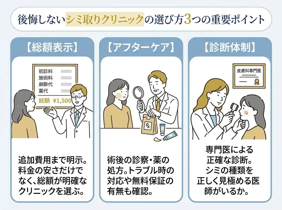 公開しないシミ取りクリニックの選び方
