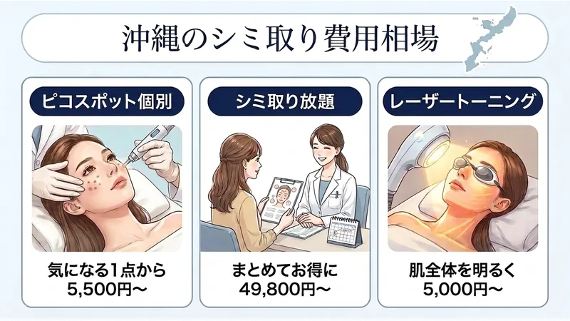 沖縄のシミ取りの費用相場