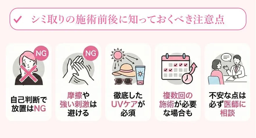 シミ取りの施術前後に知っておくべき注意点